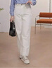芮鴿大碼女裝白色牛仔褲廓形寬松遮肉顯腿細直筒百搭慵懶新款長(cháng)褲 雅士白 3XL 曬單實(shí)拍圖