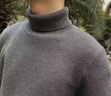 GENIOLAMODE高領毛衣男款冬季加絨加厚保暖打底針織衫男生毛線衣服 灰色 L 曬單實拍圖