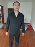 雪米亞冰絲睡衣男春夏秋季開(kāi)衫絲綢觸感緞面長(cháng)袖長(cháng)褲大碼男士家居服套裝 YH-153黑色條紋雙長(cháng)【高級緞面】 XL(建議135-160斤) 曬單實(shí)拍圖