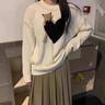 AEMAPE奶系溫柔風(fēng)別致立體小熊愛(ài)心毛衣男女寬松設(shè)計(jì)感小眾軟糯針織衫 米白色 均碼 (80-140斤拍) 曬單實(shí)拍圖