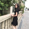 TUOSE 連衣裙 香港潮牌冷淡風(fēng)復(fù)古簡(jiǎn)約連衣裙韓版修身學(xué)生不規(guī)則荷葉邊顯瘦赫本小黑裙 黑色 S 曬單實(shí)拍圖