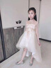 小咔衣濃兒童生日公主裙洋氣女童蓬蓬紗花童鋼琴演出服小女孩主持人晚禮服 香檳色前短后長1247-D1 160cm 曬單實拍圖