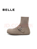百麗（Belle）半糖吐司彈力襪靴女商場(chǎng)款休閑短筒靴D2B1DDD4 灰色 35 (225mm) 曬單實(shí)拍圖