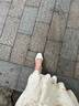 他她（TATA）一字帶高跟涼鞋女時(shí)尚通勤法式粗跟涼鞋2024秋新7ZO06BL4 米色 37 曬單實(shí)拍圖