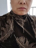 皮爾卡丹品牌高檔女裝 蕾絲網(wǎng)紗打底衫女長袖T恤秋冬洋氣高端印花小衫中年女士立領(lǐng)加絨上衣針織 金色(常規(guī)款) L 適合108-120斤 曬單實拍圖
