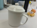 后海2025新款純白骨瓷杯定制LOGO創(chuàng  )意帶蓋馬克杯大容量辦公室喝水杯子 純白定制復古杯 590ML 曬單實(shí)拍圖