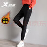 特步（XTEP） 加絨運(yùn)動(dòng)褲女秋冬女子韓版顯瘦高腰長(zhǎng)褲加厚耐磨休閑收口小腳褲寬松休閑彈力衛(wèi)褲跑步褲女 黑色-加絨款 S/160 曬單實(shí)拍圖