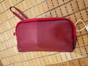 袋鼠真皮手包女士簡(jiǎn)約雙層零錢(qián)包長(cháng)款媽媽手機包牛皮軟皮手拿包小包包 酒紅色 曬單實(shí)拍圖