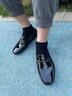 朗遜（LANGXUN）香港潮牌男鞋漆皮男士豆豆鞋平底懶人鞋一腳蹬亮面休閑皮鞋駕車(chē)鞋 黑色19087 40 曬單實(shí)拍圖