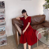 塞德勒敬酒服新娘2025新款平時(shí)可穿夏季訂婚連衣裙結(jié)婚小個(gè)子回門裝 中長(zhǎng)款  酒紅色 S 曬單實(shí)拍圖