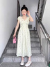 紅蜻蜓垂墜感連衣裙夏季法式甜美V領(lǐng)小飛袖仙女氣質(zhì)長(zhǎng)裙收腰顯瘦高級(jí)感 白色長(zhǎng)裙 L【建議110-120斤】 曬單實(shí)拍圖