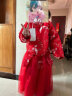 卡瓦拉童装女童套装汉服纱裙儿童春夏公主裙襦裙中国风宝宝小女孩表演服 长袖红色 110码（适合身高105cm左右） 实拍图