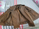 PERCOOL新品男式短款真皮皮衣進(jìn)口頭層牛皮翻領(lǐng)休閑皮夾克機車(chē)秋冬皮外套 棕黃做舊 (頭層牛皮) 4XL號 建議185-195斤 曬單實(shí)拍圖