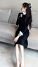 杜艷枝黑色旗袍新款秋冬長(cháng)袖加厚小個(gè)子A擺改良新中式少女年輕款 黑色 加厚 M (160) 95-105斤 曬單實(shí)拍圖