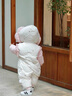 班喜迪嬰兒羽絨服冬季連體衣寶寶衣服白鴨絨嬰幼兒連帽外出加厚抱服秋冬 米色 73cm 充絨量79g 曬單實拍圖