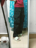 GOCHIEI復(fù)古街頭休閑運(yùn)動工裝褲女夏季褶皺降落傘褲顯瘦垂感闊腿長褲運(yùn)動 常規(guī)黑色 M 曬單實(shí)拍圖