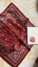 PEAVEY 紅色系真絲小方巾女秋款洋氣時(shí)尚桑蠶絲絲巾圍巾裝飾包包包 紅窗花 曬單實(shí)拍圖