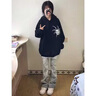 PMOG美式復古蜘蛛俠衛(wèi)衣加絨印花連帽衛(wèi)衣女新款外套秋情侶上衣ins X.黑色.X薄款 L 105-120斤 曬單實拍圖