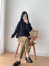 子牧棉麻秋裝新款 女小腳哈倫褲工裝褲蘿卜休閑褲九分寬松褲子3277 軍綠色 M(建議95-110斤) 曬單實拍圖