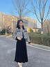 香影法式小香風(fēng)套裝女2025春裝新款黑色短款外套絲絨吊帶裙兩件套 黑色 S 曬單實拍圖