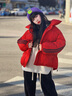G.DUCKKIDS童裝女童冬季羽絨服外套兒童2025冬裝新款女大童洋氣韓版短款面包 酒紅色 160 cm 曬單實(shí)拍圖