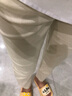 牧獅德直筒牛仔褲女八分夏季百搭米白色春秋寬松顯瘦彈力小個(gè)子煙管褲 61065 米白色 M 曬單實(shí)拍圖