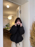 森馬（Semir）羽絨服女插肩袖可脫卸毛領(lǐng)2025新款冬季oversize花苞外套復古 黑色調（灰鴨絨）00399（特寬松介意可拍小一碼） M 曬單實(shí)拍圖