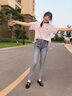 米豆小主高腰牛仔褲女加絨秋冬彈力長(zhǎng)褲修身顯瘦顯高韓版鉛筆褲小腳褲緊身 2222-淺藍(lán)色 28 建議 100-110斤 曬單實(shí)拍圖
