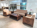 漢紀堂榆新中式辦公沙發(fā)茶幾組合老板辦公室簡(jiǎn)約貴賓接待會(huì )客實(shí)木布藝沙發(fā) 1+3沙發(fā)（棉麻布藝） 曬單實(shí)拍圖