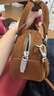 CHARLES&KEITH25秋新品復古鉚釘手提斜挎保齡球包生日禮物CK2-30782707-1 Sienna Brown赭石棕 S 曬單實(shí)拍圖