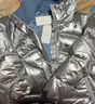 蓮燦冬季新商場(chǎng)同款街頭設計款面包服亮面漆光短款羽絨服 銀色 S 曬單實(shí)拍圖