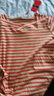 皮爾卡丹（pierre cardin）純棉t恤女夏2025新款休閑條紋短袖韓版時(shí)尚百搭顯瘦寬松小眾上衣 紅色 L (建議100-110斤) 曬單實(shí)拍圖