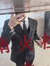 花花公子西服套裝男士商務(wù)修身西裝職業(yè)正裝小西服新郎伴郎結婚禮服三件套 黑色雙扣套裝+馬甲+襯衫+大禮包 5XL 【175-190斤】 曬單實(shí)拍圖