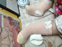 棉孖女寶寶襪子秋冬毛絨絨0-3歲嬰兒小童中筒襪珊瑚絨新生兒襪子加絨 小兔子乖乖 3雙 S（適合腳長(zhǎng)10-12cm）6-12月 曬單實(shí)拍圖