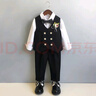 GOKU男童西套裝秋季鋼琴演出主持人西服兒童合唱服高端周歲男寶寶禮服 藍色馬甲+褲子+襯衫+領(lǐng)結胸花 150 （建議體重58-67斤） 曬單實(shí)拍圖