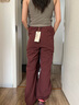 VFU工裝褲女戶外徒步登山運(yùn)動(dòng)褲女夏季休閑寬松闊腿褲 勃艮第紅 S  曬單實(shí)拍圖
