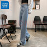 真維斯（Jeanswest）牛仔褲女春夏季寬松直筒闊腳褲女高腰彈力直筒褲子女士休閑長(cháng)褲 淺藍色【長(cháng)褲】 L 曬單實(shí)拍圖