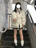 派吉鯊美式感復古棉服外套女2025冬季新款慵懶風(fēng)奶白色面包服情侶潮 杏色 M 曬單實(shí)拍圖