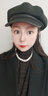 鉑吶苓貝雷帽女八角帽秋冬款韓版報童帽顯臉小百搭畫(huà)家帽鴨舌帽子女 帽檐貝雷帽【黑色皮質(zhì)】 曬單實(shí)拍圖