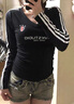 LDBE美式辣妹三條杠V領(lǐng)短款收腰緊身長袖t恤女秋冬內(nèi)搭打底衫上衣ins 黑色 S 曬單實拍圖