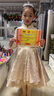 小咔衣濃兒童禮服公主裙花童婚禮小女孩生日長(cháng)袖主持人鋼琴演奏演出服秋季 香檳金-改良版（裙擺無(wú)花） 150 曬單實(shí)拍圖