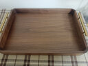 柏森優(yōu)家黑胡桃木質(zhì)茶托盤(pán)創(chuàng  )意家用客廳實(shí)木干果盤(pán)茶杯水杯收納盤(pán)茶具茶盤(pán) 黑胡桃木（T型提手） 大號 曬單實(shí)拍圖