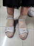 回力瑞夏季2025媽媽涼鞋女平底中跟真皮軟底中老年中年大碼牛筋底女涼鞋 淺灰色 37 曬單實(shí)拍圖
