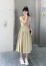 紫涵方領(lǐng)泡泡袖連衣裙女夏新款小眾蕾絲中長(zhǎng)裙高腰打攬七夕送女生 茶色 XS 曬單實(shí)拍圖