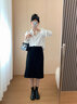 麥檬MM商場(chǎng)同款24年春新品A字經(jīng)典直筒黑色半身裙女5F2140691 黑色 S 曬單實(shí)拍圖