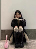 LPOX棉服女冬季復(fù)古拼接黑色毛毛牛仔外套女加絨加厚寬松中長(zhǎng)款棉衣 黑色 M 【100-115斤】 曬單實(shí)拍圖