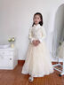 兒童高級感晚禮服裙女童公主裙冬款加厚氣質(zhì)生日宴主持人演講比賽 淺香檳色加絨長(cháng)款 140 曬單實(shí)拍圖