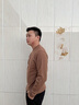 羅蒙（ROMON）輕奢春秋冬純色圓領(lǐng)毛衣男士修身百搭內(nèi)搭針織衫韓版套頭打底衫線 咖啡 M 90-105斤 曬單實(shí)拍圖