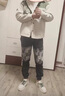 衣然呈品束腳牛仔褲男士春夏季新款潮流百搭修身百搭漸變休閑九分褲子男褲 灰色 L【建議115-130斤】 曬單實(shí)拍圖
