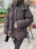 舒芳蝶（shufangdie）羽棉襖絨服女2025冬季寬松顯瘦棉襖加厚面包服外套棉衣棉服外套女 黑色 M 曬單實(shí)拍圖